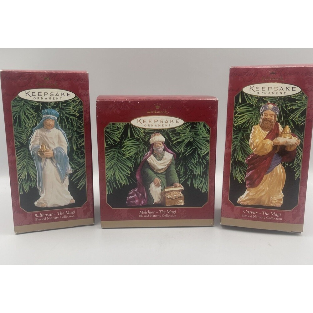 (3)‎ Hallmark Keepsake Ornaments Blessed Nativity THREE MAGI Porcelain 4.5"Tall